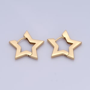 18K Gold Filled Star Earrings,Gold Star Earrings,Star Earrings,Hypoallergenic Huggie Hoop,Gift for Her