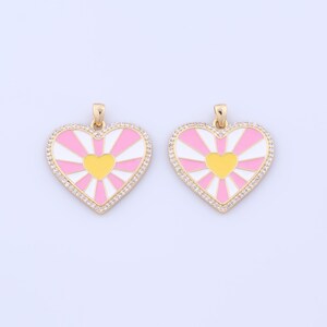 18K Gold Filled Heart Pendant,Micropave Zirconia Love  Charms,Heart Charms DIY Bracelet Necklace Jewelry Making Findings Supply