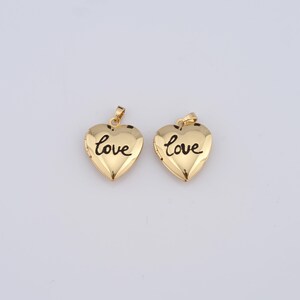 Ciondolo a forma di amore in smalto riempito in oro 18 carati, ciondoli a forma di cuore in oro, ciondoli a forma di lettera, fornitura di accessori per la creazione di gioielli fai da te, braccialetti e collane.