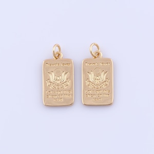 Pendentif carré rempli d'or 18 carats, breloques pour cartes de tarot, accessoires pour fabrication de bijoux à faire soi-même