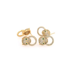 Leopard Earrings,18K Gold Filled Pull Tab Stud Earrings,Micropavé CZ Leopard Hoop Stud Earrings,Gift for Her,DIY Jewelry Making Accessories