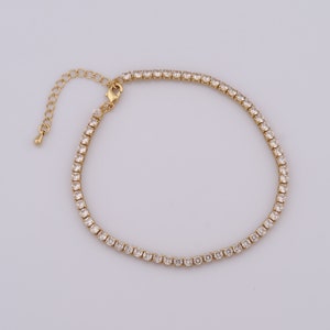Gold Tennis Bracelet, 18K Gold Filled Lobster Clasp Bracelet, CZ Square Bracelet, Fashion Bracelet, Gift For Her