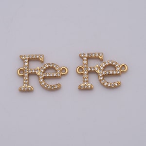 18K Gold Filled Letter Connector, Micropavé CZ Fe Connector, Gold Letter Connector, DIY Bracelet Necklace Jewelry Making Findings Supply