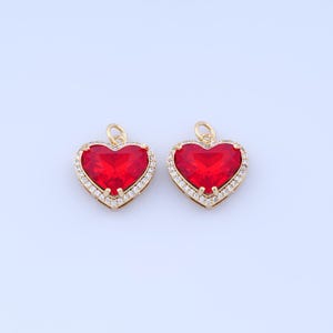 Ciondolo a forma di cuore riempito in oro 18 carati, ciondoli minimalisti in oro con zirconi cubici, ciondoli dell'amore fai da te per la creazione di gioielli, bracciali e collane.