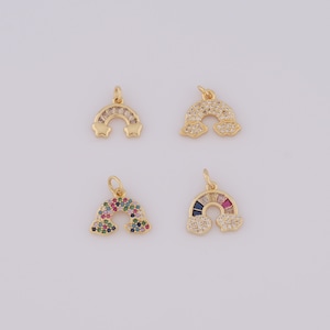 18K Gold Filled CZ Rainbow Pendant,Gold Rainbow Charms,Rainbow Charms DIY Bracelet Necklace Jewelry Making Findings Supply