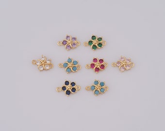 18K Gold gefüllte Blume Stecker, CZ Pflanze Stecker, DIY Armband Halskette Schmuck machen Lieferungen