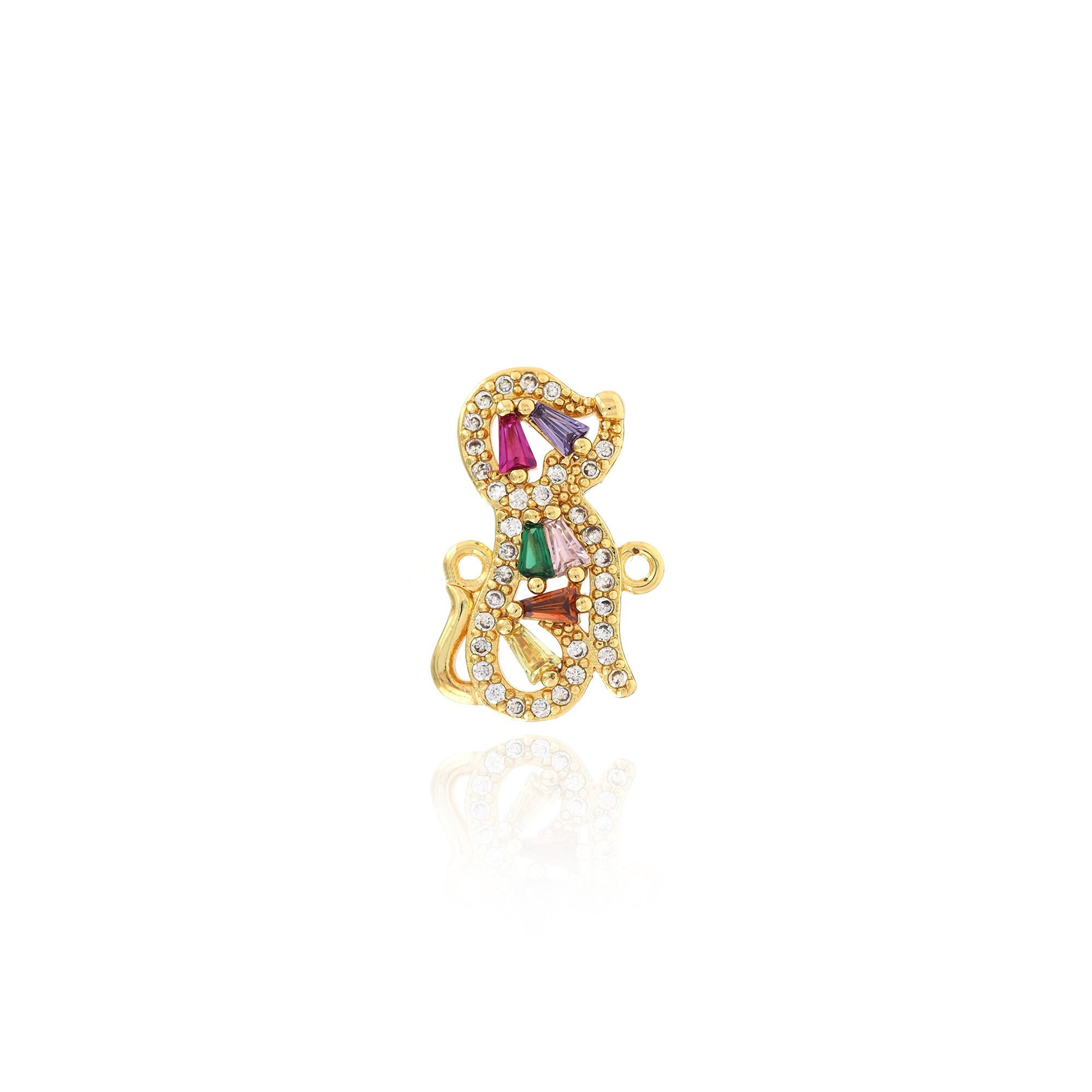 18K Gold Filled Welpe Verbinder, Micropavé CZ Welpe Verbinder, Tier Verbinder Anhänger, DIY Schmuckherstellung Zubehör, 11.5x18.5x2.8mm