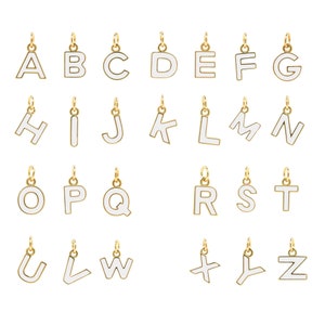 Enamel Initial Charm, 18K Gold Filled Letter Necklace, Alphabet Pendant, Personalized Jewelry, DIY Jewelry Making Supplies, 8x12x1.5mm
