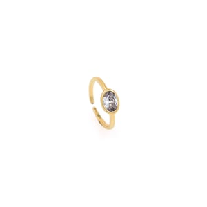 Oval Zircon Ring, 18K Gold Filled Thin Ring, Micro Pavé CZ Lucky Ring, Adjustable Ring, Dainty Ring, Gift for Her