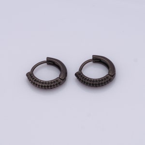 Black Hoop Earrings,Black CZ Huggie Hoop Earrings,Hoop Earrings,Hypoallergenic Huggie Hoop,Gift for Her
