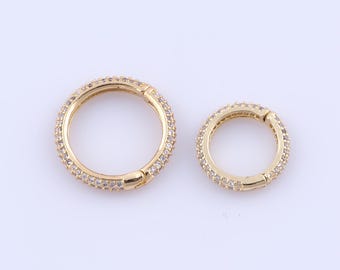 18K Gold Filled Round Clasps, Micropave Zirconia Snap Clasps, DIY Jewelry Making Findings Supplies
