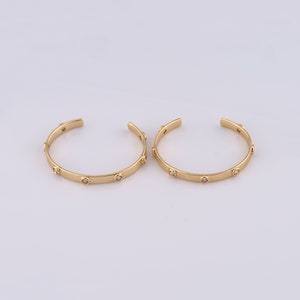 Gold Open Bangle,18K Gold Filled Dainty Personalized Bangle,CZ Simple Bangle,Gift for Her