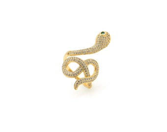 Micropavé CZ Adjustable Ring,Snake Ring, 18K Gold Filled Reptile Ring, Dainty Ring, Open Ring,  Mother's Day Gift
