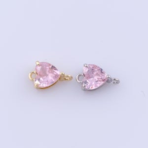18K Gold Filled Single Stone Connectors, Zirconia Heart Connectors, DIY Jewelry Making Findings Supplies