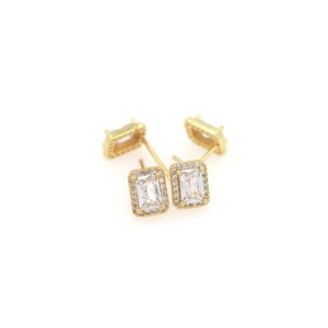 Rectangular Earrings,18K Gold Filled Rectangular Stud Earrings,Micropavé CZ Zircon Stud Earrings,Gift for Her,DIY Jewelry Making Accessories