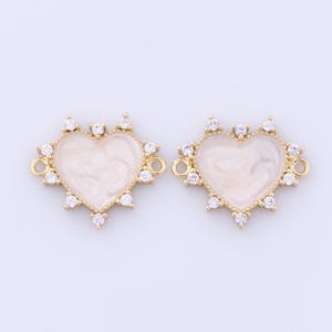 18K Gold Filled Heart Connector, Micro Pave Zirconia Love Connector, DIY Jewelry Making Findings Supplies