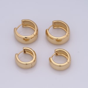 Gold Thick Earrings,18K Gold Filled CZ Huggie Hoop Earrings,Hoop Earrings,Hypoallergenic Huggie Hoop,Gift for Her