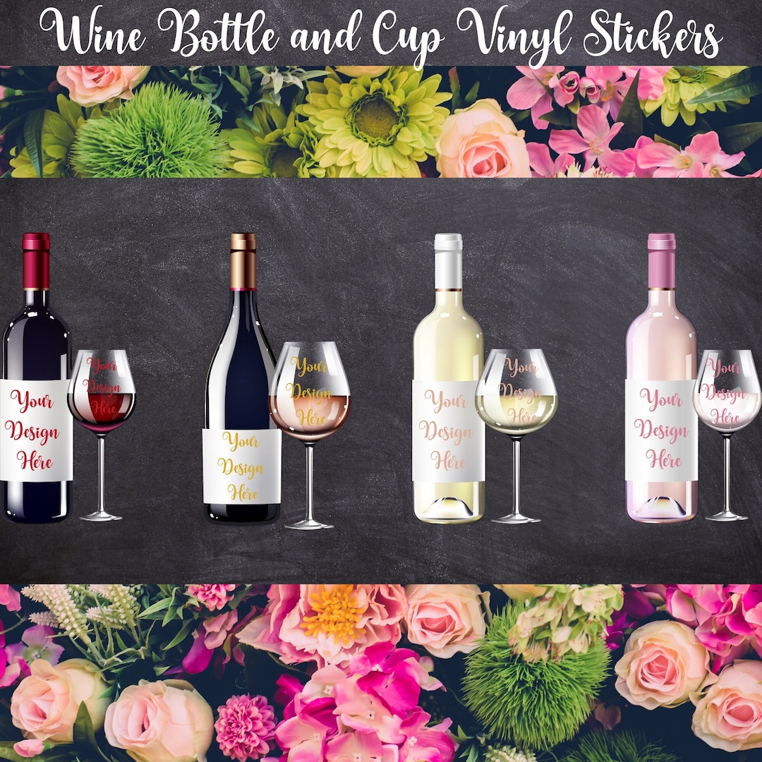 Custom Diecut Wine Bottle/cup Label Stickers Etsy