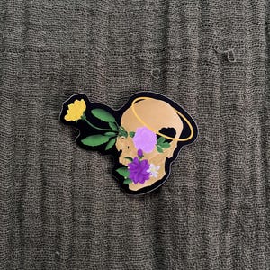 Sticker bloemen gevallen schedel engel - origineel AkyDavi-ontwerp