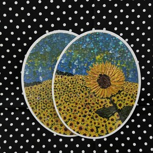 Champ de tournesols - Sticker brillant étoiles scintillantes - AkyDavi Painting