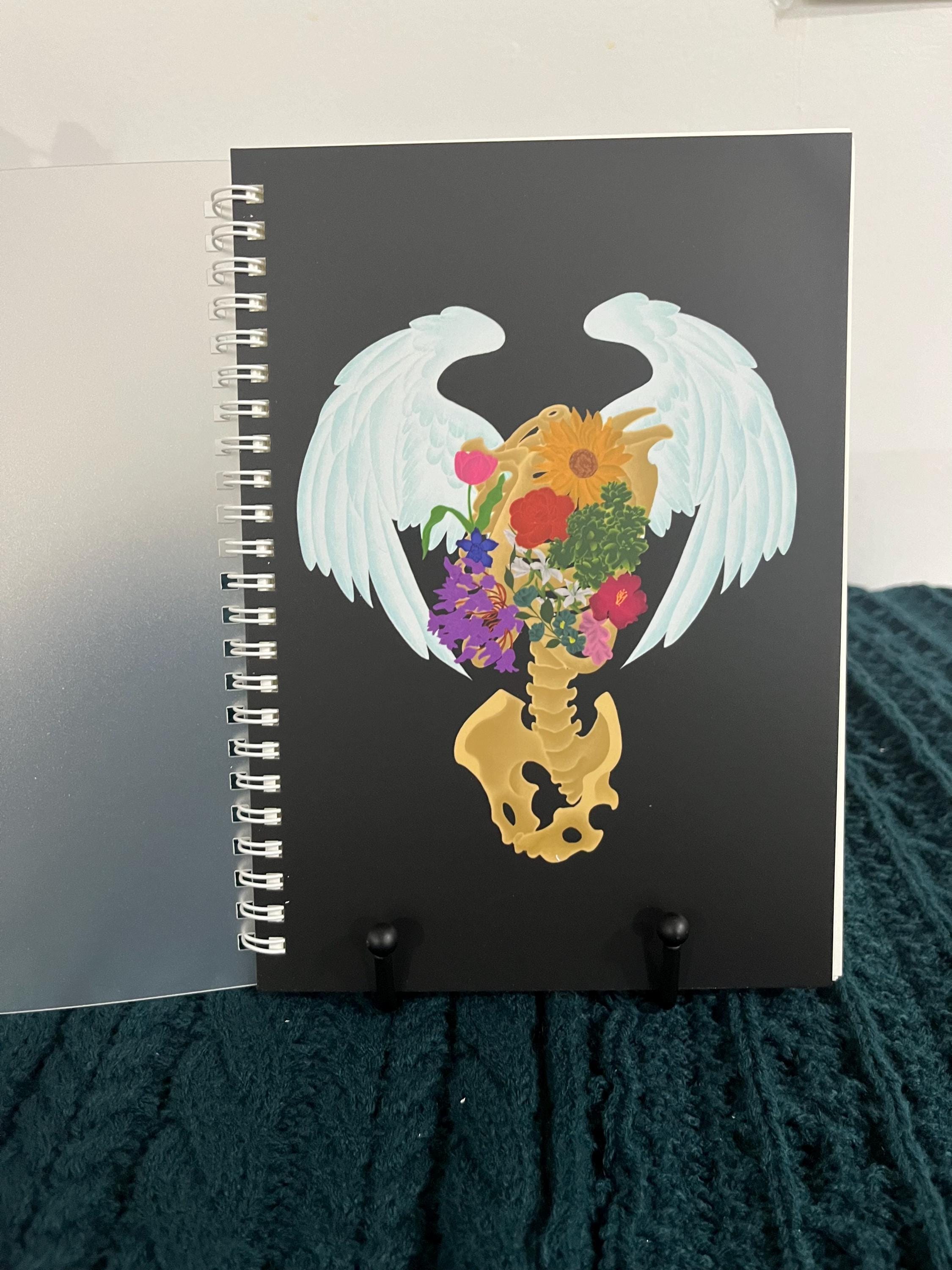 Floral Fallen Skeleton Angel Notebook - Akydavi Original Design - Etsy
