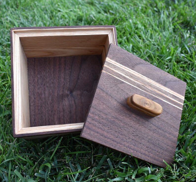 Keepsake Jewelry Gift Storage Box Made of Walnut Oak and Ash Etsy