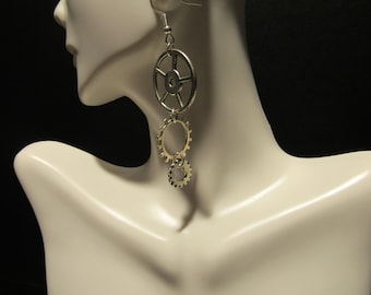 silver gear earring