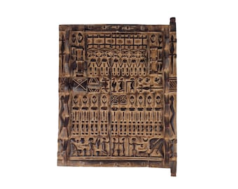 Bellissima porta Dogon in legno intagliato (Mali, Africa Occidentale)