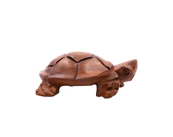 Elegante statuina decorativa in legno senegalese raffigurante una tartaruga