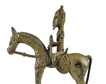 Magnifico cavaliere Dogon in bronzo (Mali, Africa occidentale)