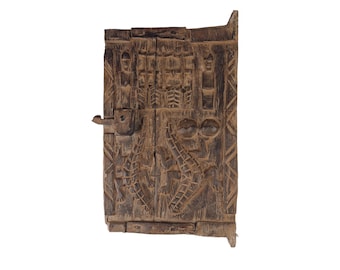 Bellissima porta Dogon in legno intagliato (Mali, Africa Occidentale)