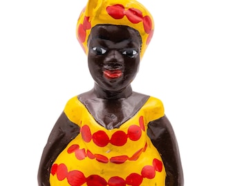 Bambola Awoulaba (o Big Mama). Statuina decorativa in legno dipinto realizzata in Costa d'Avorio. Per offrirsi o regalarsi. Pezzo unico.
