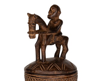 Bellissima scatola con coperchio Dogon in legno (Mali, Africa Occidentale)