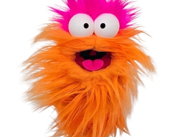 Wackadoo Monster Practice Puppet. Orange Creature. Professional Handmade "Muppet-Style" Hand Puppet by UzzyWorks