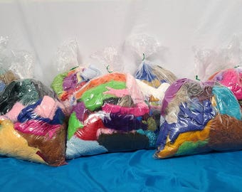 Faux Fur Scrap Bags. 1.5 pound random fur assortment for crafts, cosplay, puppets, etc