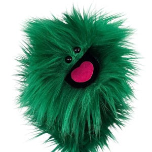 Wackadoo Monster oefenpop. Groen wezen. Professionele handgemaakte handpop in 'muppetstijl' van UzzyWorks