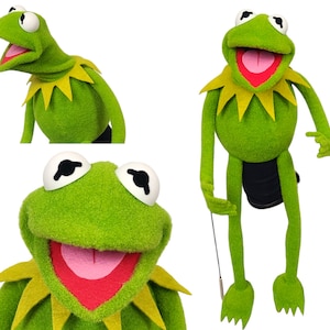 Frog Caricature Puppet Muppet style hand-and-rod, OOAK RARE, prop replica, 1:1