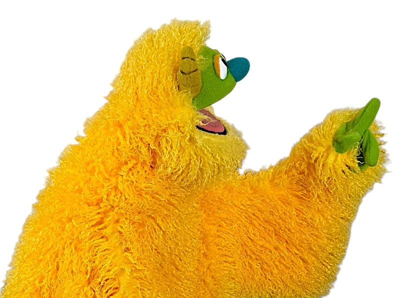 Muppet Running Yellow Yellow Monster Professional Puppet by Uzzyworks.