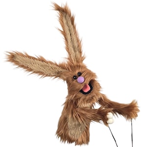 Rabbit Professional Puppet by UzzyWorks. Brown bunny, Hand and Rod "Muppet-Style" puppet