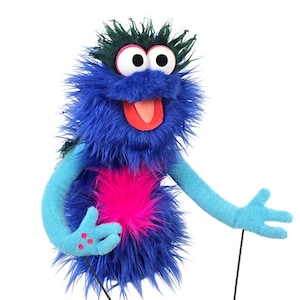 Marioneta profesional Blue Monster "Deluxe Wackadoo" de UzzyWorks. De mano y varilla, estilo "Muppet".