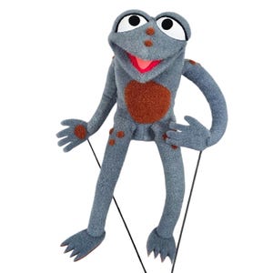 Little Frog Puppet by UzzyWorks. Gray Hand and Rod Professional "Muppet"-Style Toad