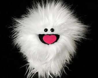 Wackadoo Monster Practice Puppet. White Creature. Professional Handmade "Muppet-Style" Hand Puppet by UzzyWorks