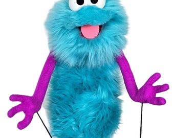 Blue Monster Professional Puppet "Deluxe Wackadoo" by UzzyWorks. Hand and Rod "Muppet-Style"
