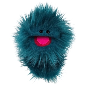 Wackadoo Monster Übungspuppe. Türkis Kreatur. "Professionelle handgemachte ""Muppet-Style"" Handpuppe von UzzyWorks."