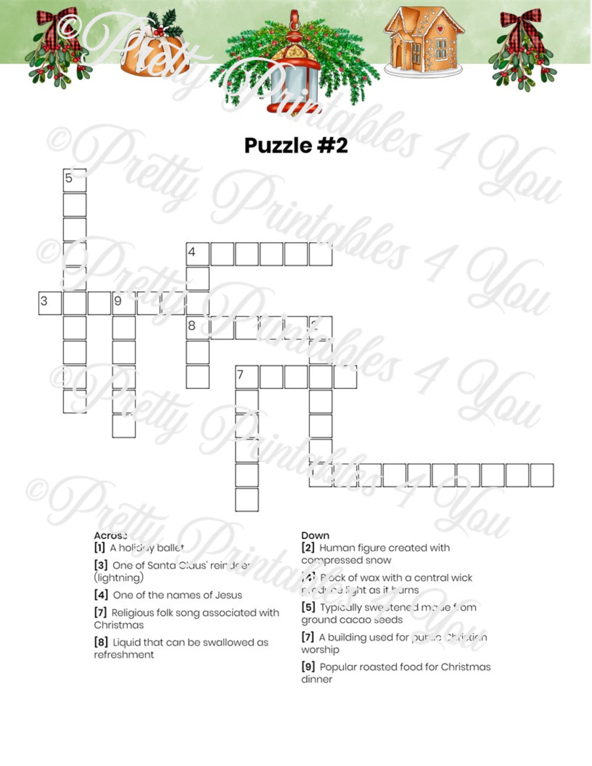 christmas-holiday-printable-crossword-puzzles-10-pack-with-solutions-etsy