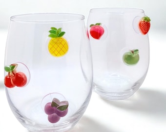 Fruchtgetränke-Marker | Saugnapf Stemless Wein Charms