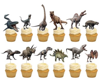 30 x JURASSIC WORLD PARK Fun Party Edible Wafer Paper Cupcake Toppers *PRECUT*