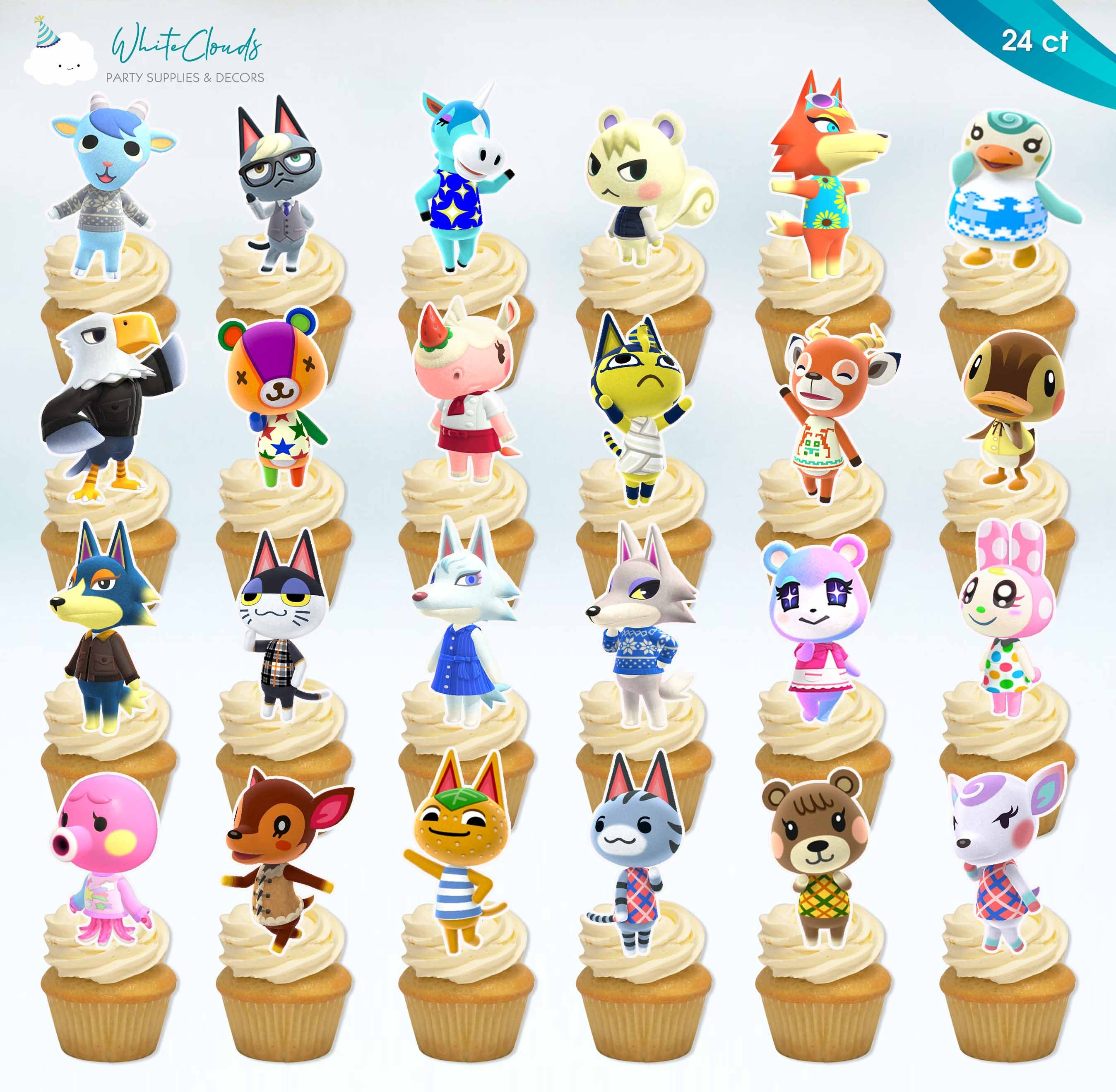 Animal Crossing Cupcake Toppers for Birthday Party Decorations Etsy