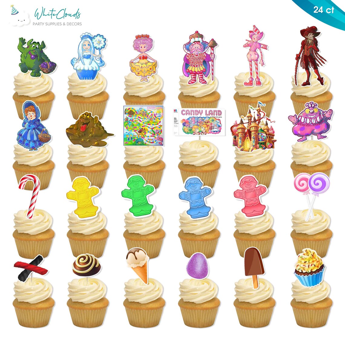 Candyland Cupcake Toppers Party Supplies Birthday Favors Etsy