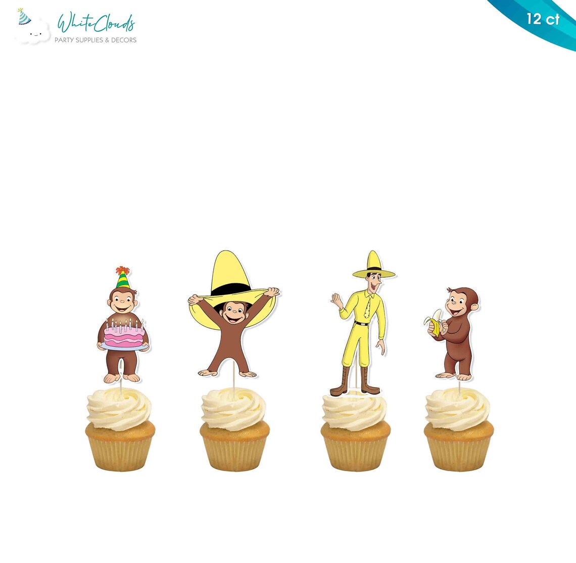 Curious Cupcake Toppers Supplies for Birthday Party Etsy